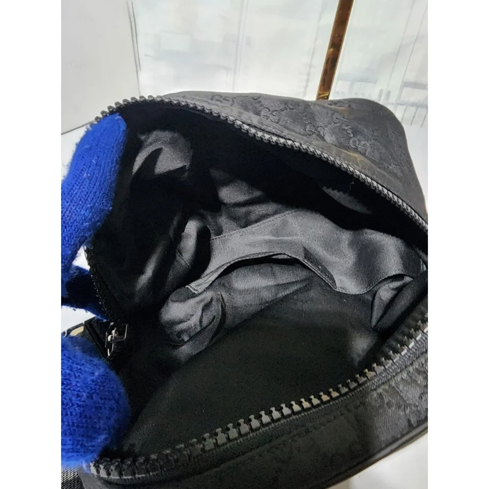 GUCCI Nylon Monogram Fanny Pack Belt Bag Black